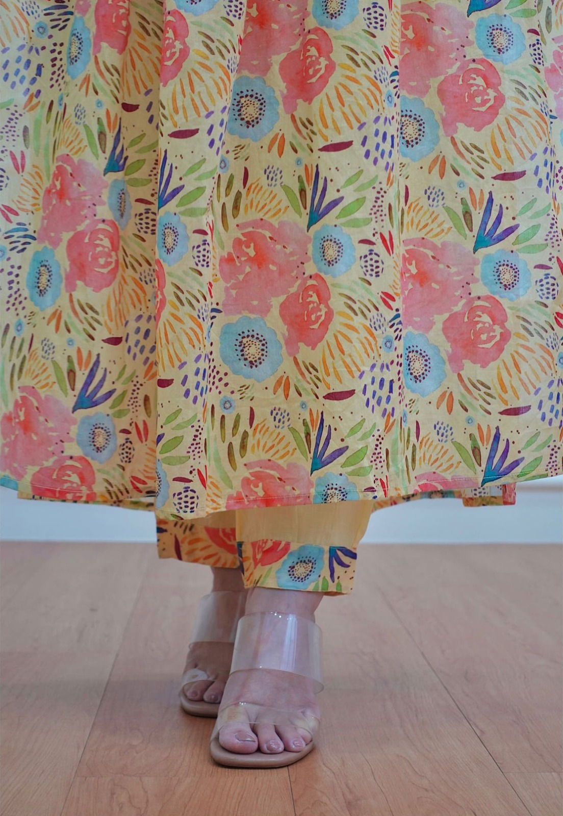 Yellow Floral Alia Cut Kurti With Bottom Dupatta Catalog
